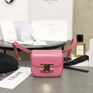 Celine Triomphe Mini i spegelkvalitet - Perfekt kopia av designerhandväska i rosa 1139335150 - front view | Celine