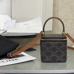 Celine Triomphe Canvas Miniväska - Premium replika i spegelkvalitet med äkta läder 1101882609 - front view | Celine